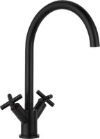 Job Accross keukenmengkraan tweegreeps met draaibare uitloop incl. aansluitslangen en filterstopkranen brons zwart - thumbnail