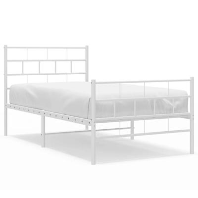 Bedframe met hoofd- en voeteneinde metaal wit 100x190 cm