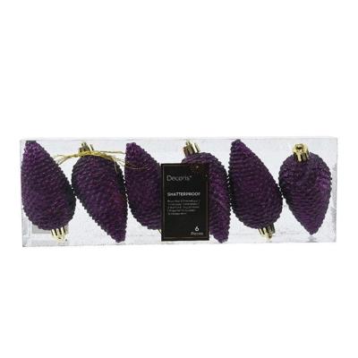 Dennenappel kunststof d4,5h8 cm vijg 6 st Decoris - Decoris Dennenappel kunststof d4,5h8 cm vijg 6 st Decoris - Decoris