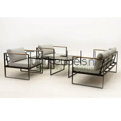 Outlet Loungeset Vita Acre met 3 zits bank - Zwart - Grijs