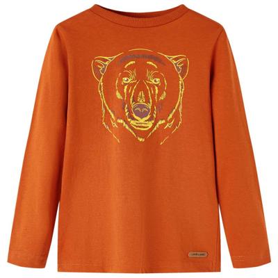 Kindershirt met lange mouwen dierenprint 116 lichtroestkleurig