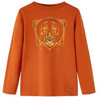 Kindershirt met lange mouwen dierenprint 116 lichtroestkleurig - thumbnail