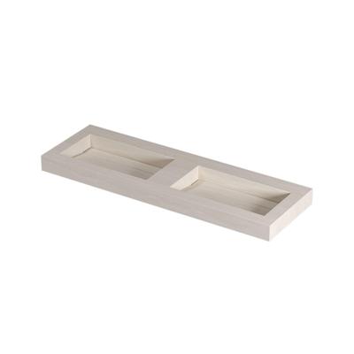 INK Pitch Wastafel keramische slab bak dubbel met drain en front en side skirts zonder kraangaten 140x45x9 Travertin mat