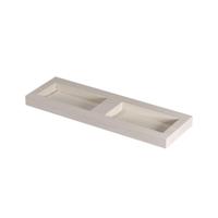 INK Pitch Wastafel keramische slab bak dubbel met drain en front en side skirts zonder kraangaten 140x45x9 Travertin mat - thumbnail
