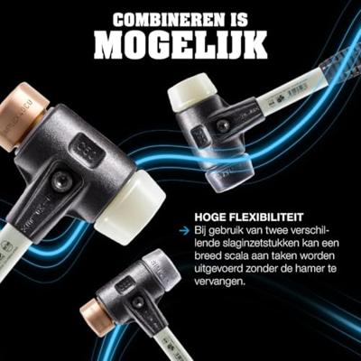 Halder Kunststofhamer | lengte 300 mm hoofd-d. 30 mm | hard glasvezel gietstaal | koper/zacht metaal zilver | 1 stuk - 3749.030 3749.030