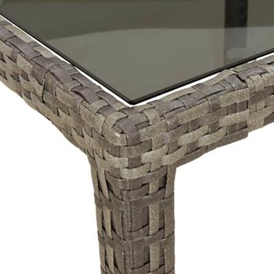 9-delige Tuinset met kussens poly rattan en glas grijs