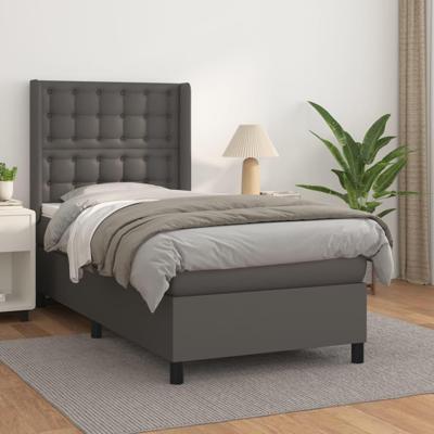 Boxspring met matras kunstleer grijs 90x200 cm