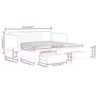 Slaapbank onderschuifbed en lades 90x190 cm fluweel lichtgrijs - thumbnail