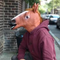 Paardenmasker - Latex - Realistische Manen - One Size - Bruin - thumbnail