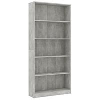Boekenkast met 5 schappen 80x24x175 cm bewerkt hout betongrijs - thumbnail