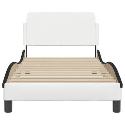Bedframe met hoofdbord kunstleer wit en zwart 90x200 cm