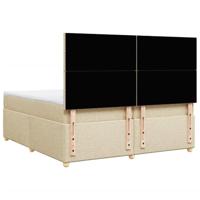 Boxspring met matras stof crèmekleurig 200x200 cm - thumbnail