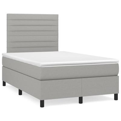 Boxspring met matras en LED stof lichtgrijs 120x190 cm