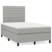 Boxspring met matras en LED stof lichtgrijs 120x190 cm - thumbnail