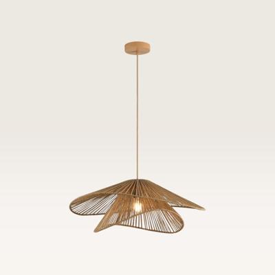 Hanglamp Avanta maronne due - Bruine lamp van gevlochten papieren koord - Zonder lichtbron en voor binnen - Tweelaags