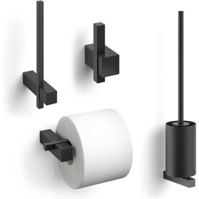 ZACK Carvo toilet accessoires 4-delig rond zwart