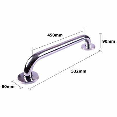 Handgreep RVS met gepolijste afwerking | Lengte: 53 cm | Wandbeugels | Schroefmontage | Geschikt voor bad, douche en toilet