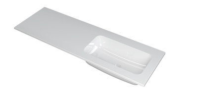 INK Faktor Wastafel Polystone Rechts Zonder Kraangat - 1400x450x15 mm - Glans Wit