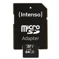 Micro SD geheugenkaart met adapter INTENSO 34234 UHS-I XC Premium Inhoud 64 GB - thumbnail