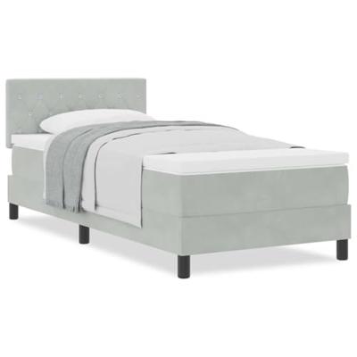 Boxspringbed met matras fluweel lichtgrijs Single