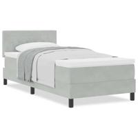 Boxspringbed met matras fluweel lichtgrijs Single - thumbnail