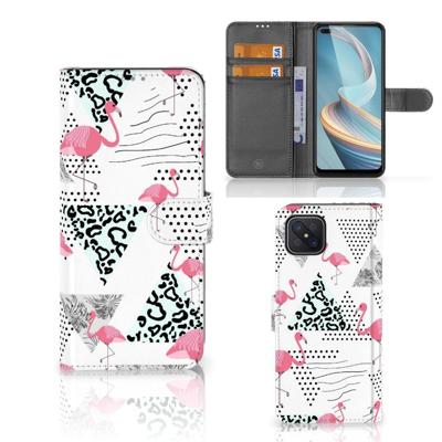OPPO Reno4 Z | Telefoonhoesje | Met pasjeshouder | Flamingo Triangle