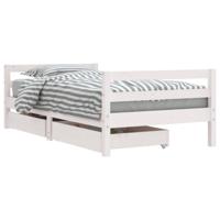 Kinderbedframe met lades 80x160 cm massief grenenhout wit - thumbnail