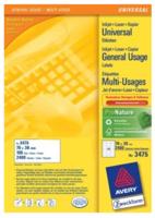 Avery Zweckform 3475, Universele etiketten, Ultragrip, wit, 200 vel, 24 per vel, 70 x 36 mm - thumbnail