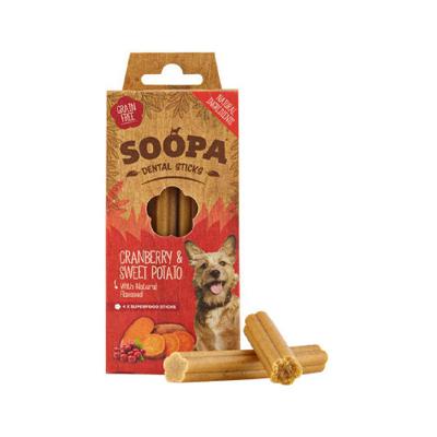 Soopa Dental Sticks met cranberry & zoete aardappel hondensnack Per 3