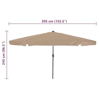 Parasol met LED-verlichting Ø395x245 cm taupe