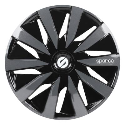 4-Delige Sparco Wieldoppenset Lazio 15-inch zwart/grijs SP1591BKGR