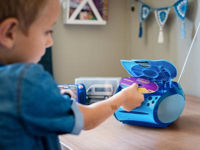 Lenco Boombox met CD-speler FM-radio en stickers Blauw - SCD-24BU KIDS
