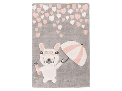 KAYOOM Kinder vloerkleed (Konijntje met paraplu grijs, 80cm x 150cm)