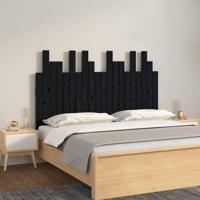 Hoofdbord wandmontage 127,5x3x80 cm massief grenenhout zwart - thumbnail