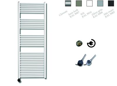 Elektrische Design Radiator Sanicare Plug & Play 172x60 cm Wit 1127 Watt Met Zwarte Thermostaat Links Sanicare