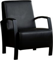 Zwarte leren industriële stalen fauteuil Glory - Massif Leer Nero (zwart leer) - thumbnail