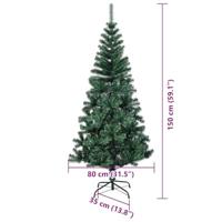 VidaXL Kunstmatig voorverlicht kerstboom groen 150 cm pvc en metaal - thumbnail
