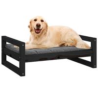 VidaXL Hondenmand 75,5x55,5x28 cm massief grenenhout zwart - thumbnail