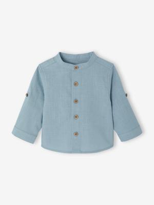 Babyhemd met opgerolde mouwen grijsblauw