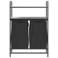 Wasmand 2 vakken met planken grijs sonoma eiken - thumbnail