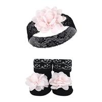 Hudson Baby Infant Girl Headband and Socks Set, Lace, 0-9 Months - thumbnail