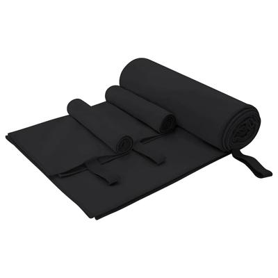 Set van Sporthanddoeken 3 pcs Zwart Polyester en Polyamide