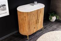 Dressoir TRES CHIC 70cm mangohout naturel met wit marmeren blad en gouden handgrepen - 45754 - thumbnail