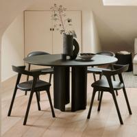 Ethnicraft Ronde Eettafel 'Roller Max' Gevernist Mahoniehout, 150cm, kleur Donkerbruin - thumbnail