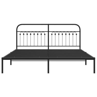 Bedframe met hoofdbord metaal zwart 183x203 cm