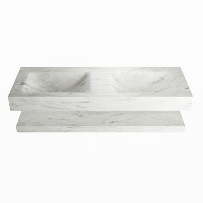 MONDIAZ ALAN-DLUX 130cm planchet Opalo. Vrijhangende wastafel CLOUD dubbel zonder kraangat, kleur Opalo. MONDIAZ ALAN-DLUX 130cm planchet Opalo. Vrijhangende wastafel CLOUD dubbel zonder kraangat, kleur Opalo.