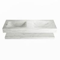 MONDIAZ ALAN-DLUX 130cm planchet Opalo. Vrijhangende wastafel CLOUD dubbel zonder kraangat, kleur Opalo. - thumbnail