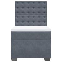 Boxspring met matras fluweel donkergrijs 90x200 cm - thumbnail