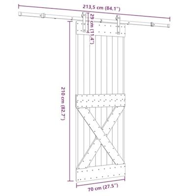 Schuifdeur met beslag 70x210 cm massief grenenhout
