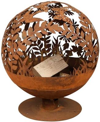 Esschert Design vuurkorf lasergesneden bloemen roestkleurig ff294 Esschert Design vuurkorf lasergesneden bloemen roestkleurig ff294